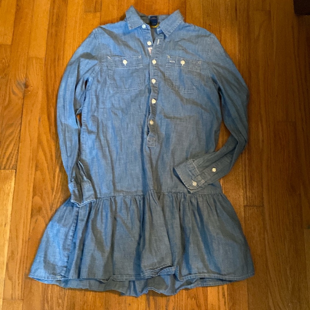 Adorable, lightweight denim dress with ruffle bottom Ralph Lauren Polo size 14